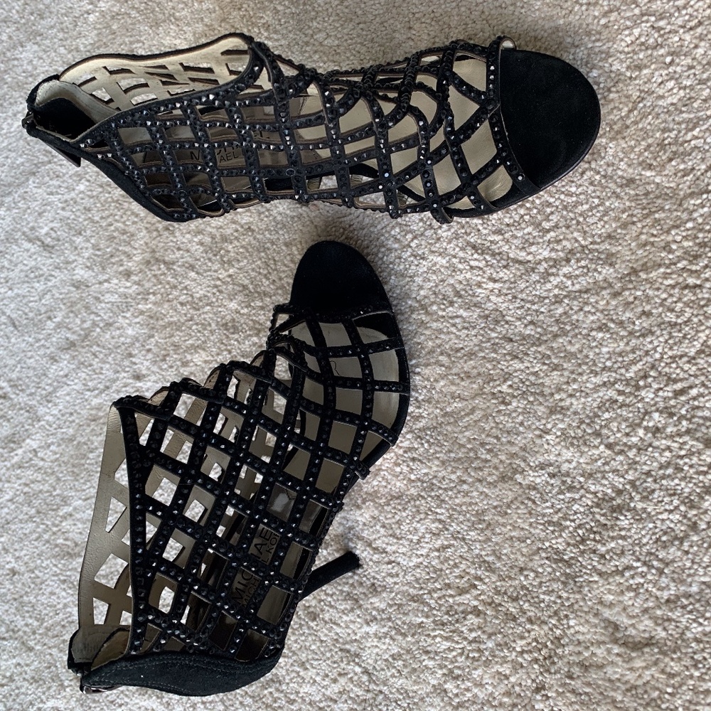Crystal Cage Sandal heel 3.5 zip closure